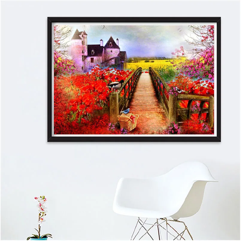 LaoJieYuan 5D DIY Full square Diamond Painting Mosaic red scenery Rhinestone Embroidery Cross Stitch home decor gift | Дом и сад