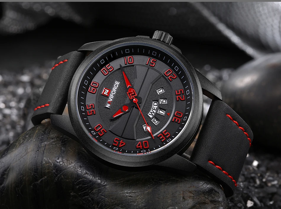 Роскошный бренд NAVIFORCE мужские модные спортивные часы мужские кварцевые часы мужские кожаные водонепроницаемые военные наручные часы relogio masculino