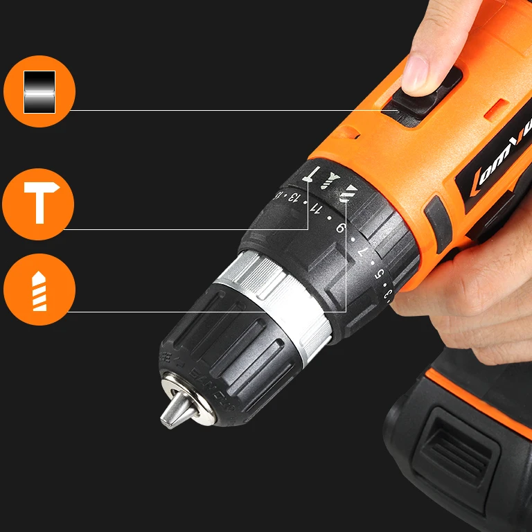 Электрическая дрель 20 в ударная для аккумуляторной батареи беспроводная