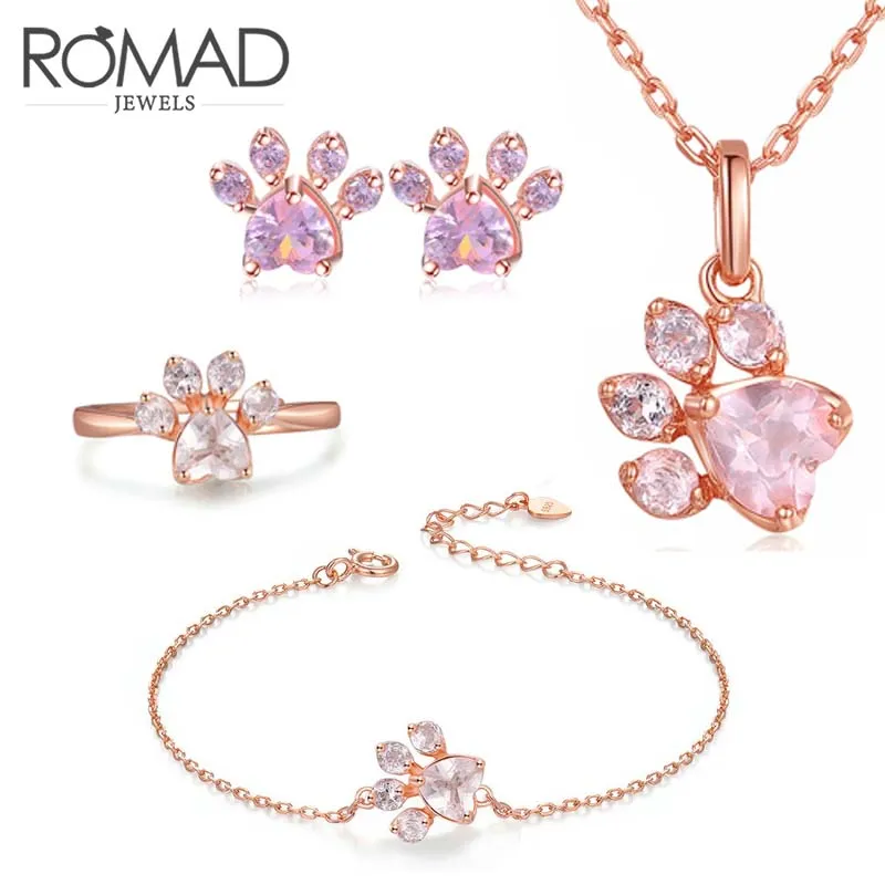 Romad розовое золото 4 шт. след Медвежья Лапа Ювелирные наборы для собак в виде