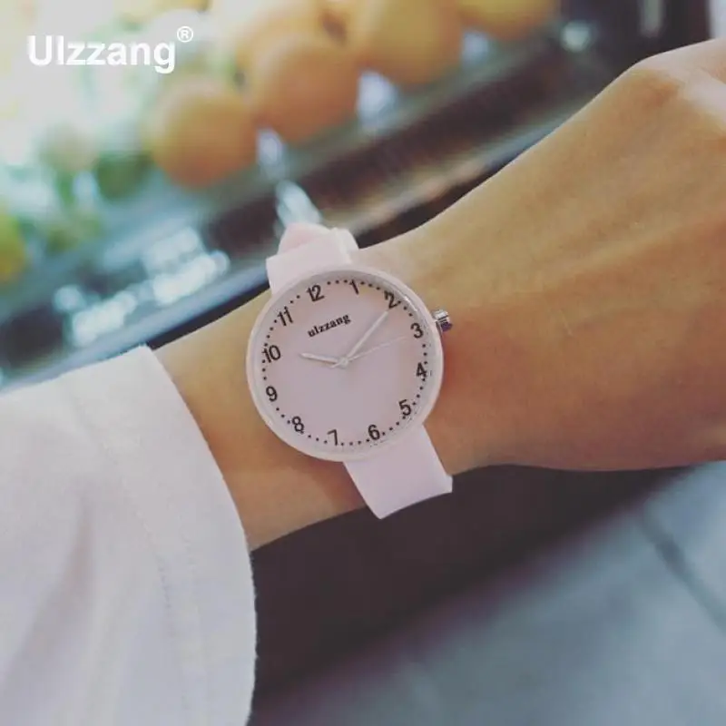 Оригинальные кварцевые наручные часы Ulzzang женские силиконовые резиновые мятно