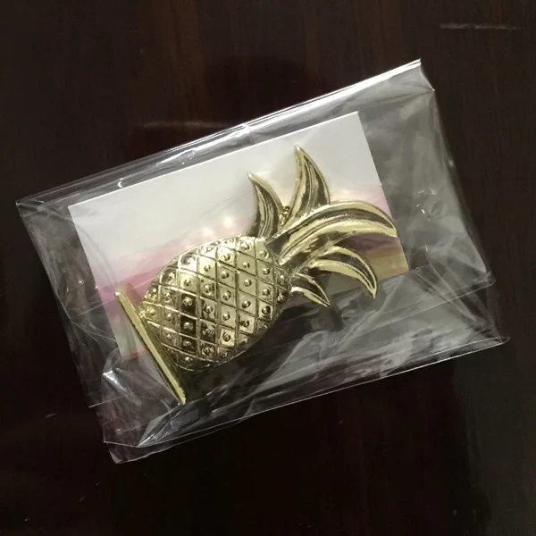 Акция 50 шт./лот Свадебные Сувениры Золотой АНАНАС держатель для карт украшение
