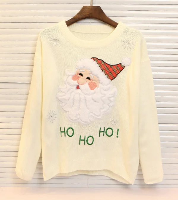 Summer and winter 2019 hot style Europe the United States Santa Claus head sweater | Женская одежда