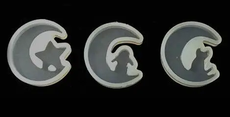 3pcs on the moon Kawaii Мини Сердце летучая мышь эльф изготовление аксессуаров инструменты DIY Эпоксидной смолы ремесло Magic Stick силиконовые формы плоские ювелирные изделия Кулон Луна - Цвет: 3pcs on the moon
