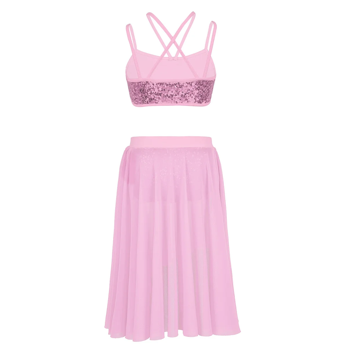 Детский Одежда с блестками для девочек укороченный топ фатиновой юбкой комплект