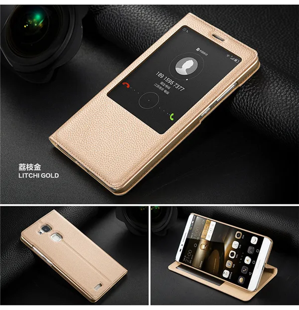 Новый для huawei чехол телефона Mate 8 кожаный с сна проснуться Функция из натуральной