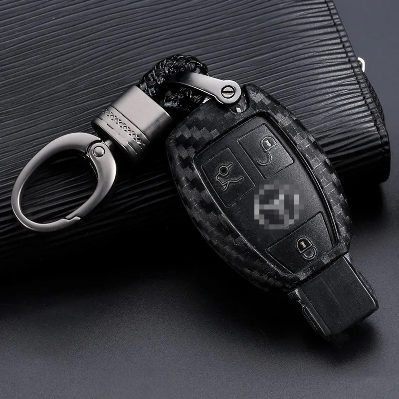 1pcs Carbon Fiber Pattern Silicone Car Key Case Cover For Mercedes-Benz C E S M CLS CLK GLK GL Class Keychain Accessories | Автомобили и