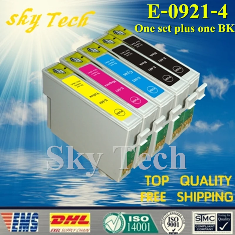 Один комплект + один совместимый картридж BK для T0921 T0924 Epson Stylus C91 CX4300 T27 и т. д.|compatible