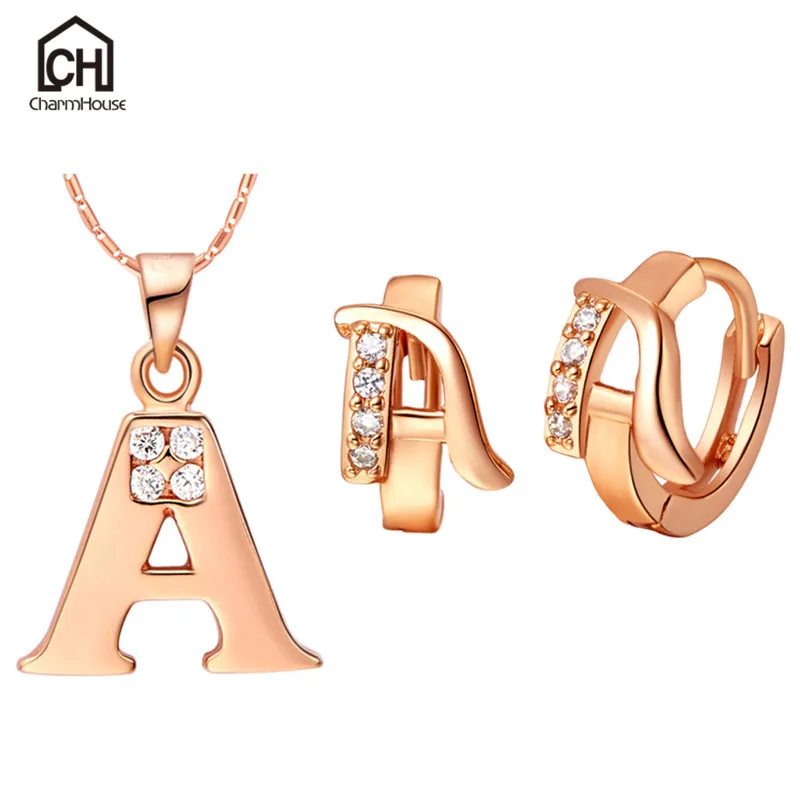 Розовое золото Цвет Ювелирные наборы для Для женщин двадцать шесть английские