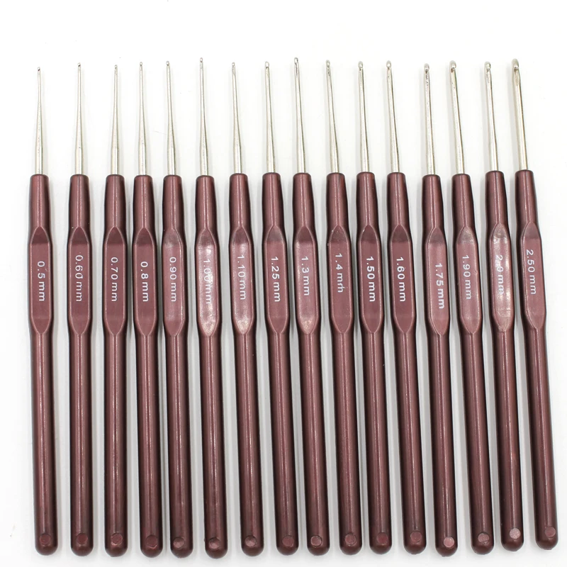 

Hot 16pcs ABS Handle Crochet Hooks Handle Knitting Needles Set Crochetings and Knuckles 0.5mm-2.5mm 16 Size