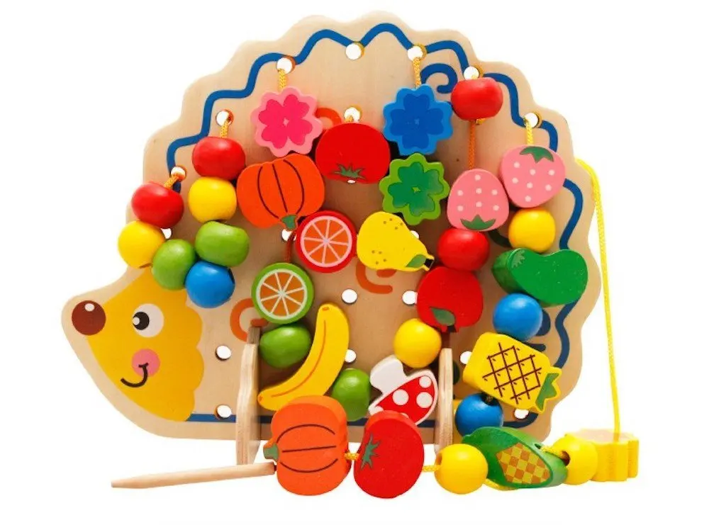 

Learning Education Wooden Toysd 82 Pcs Hedgehog Fruit Beads Montessori Oyuncak Educational Toy For Children