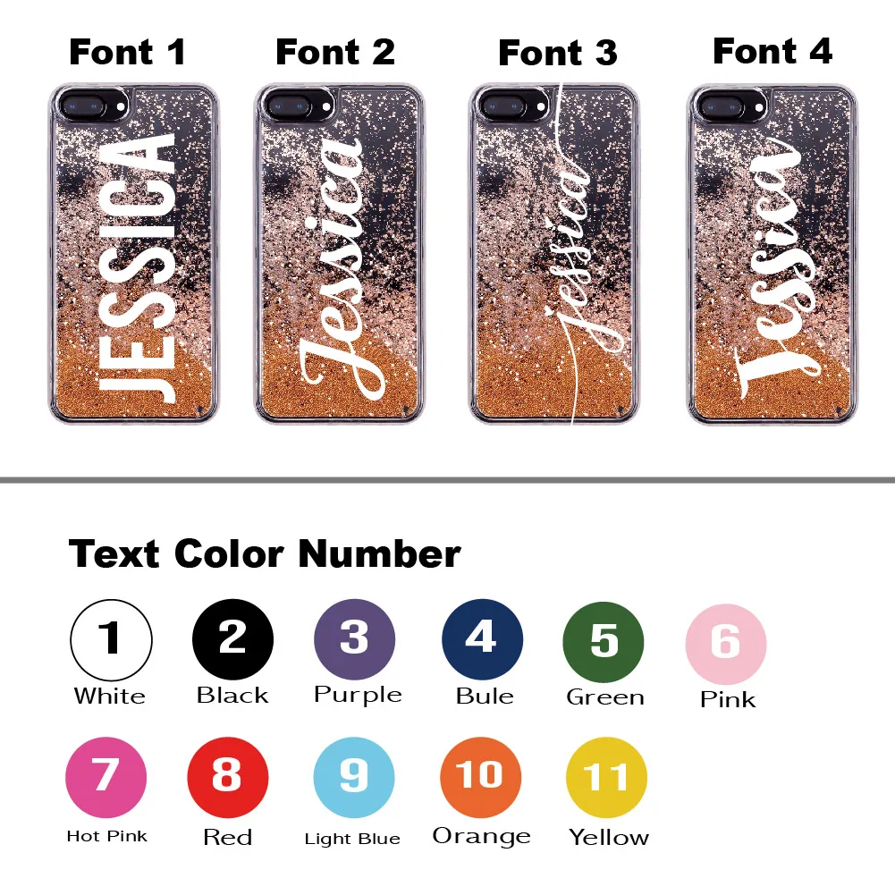 Изготовленный На Заказ жидкостный Блестящие серебряные блестящие имя текст