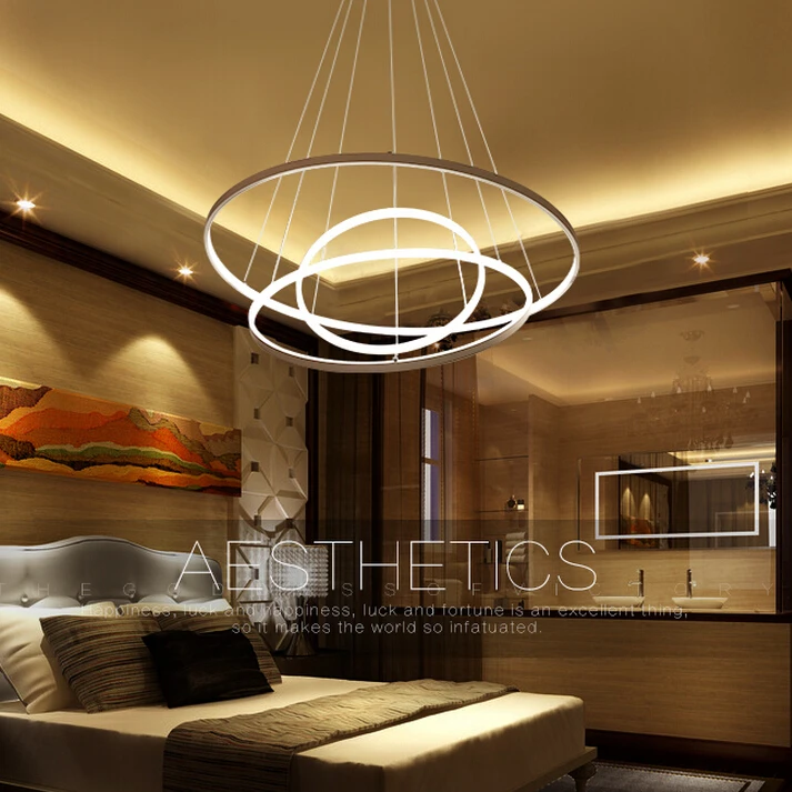 Современные подвесные светильники 60 см 80 100 для гостиной столовой круглые кольца