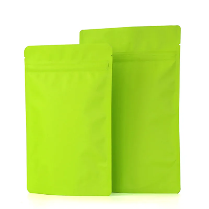 

Wholesale Matt Green Stand up Aluminum Foil Ziplock Bag Snack Cookie Coffee Packaging Bag Doypack Green Foil Gift Zipock Pouch