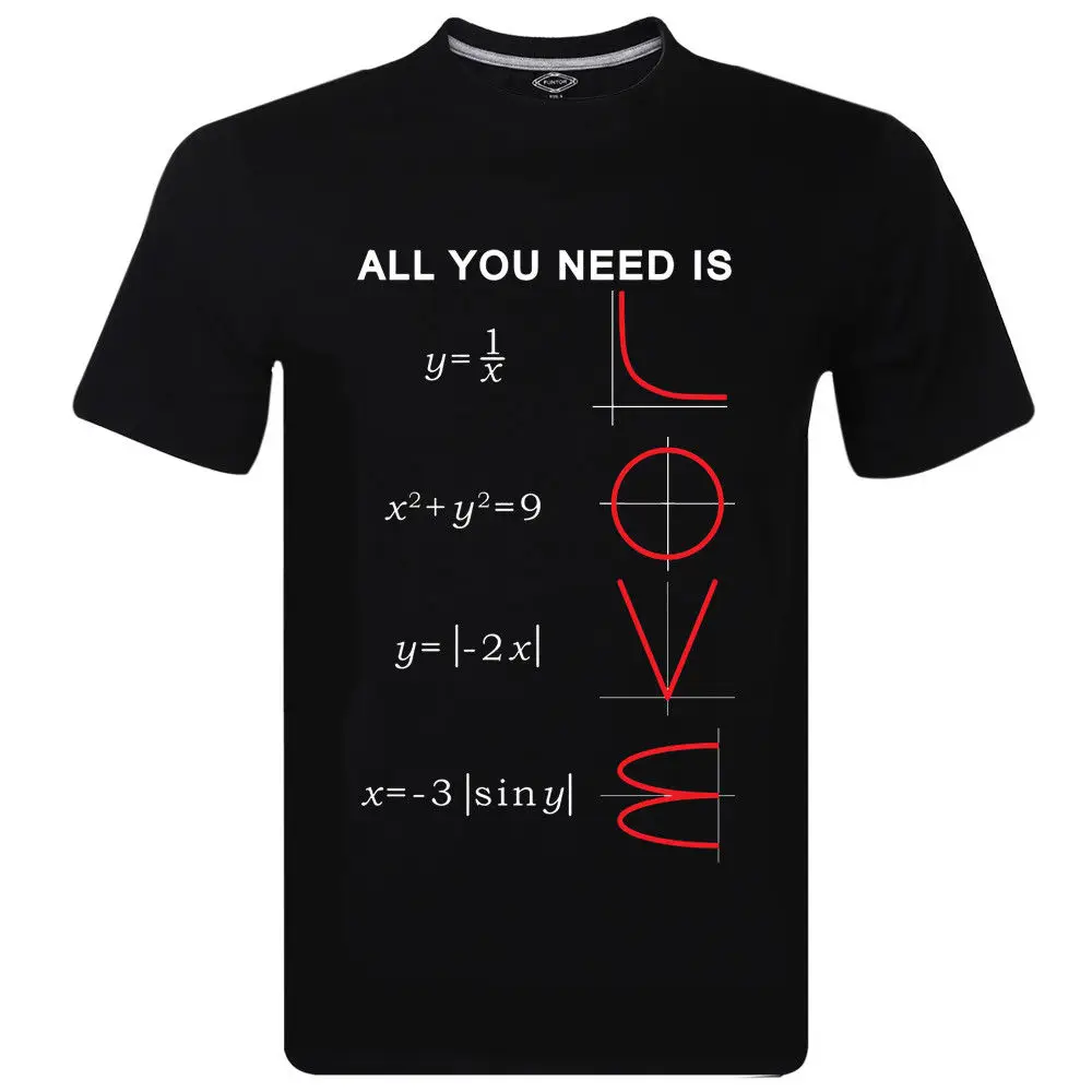 С надписью «All You Need Is Love»; Математика дизайн логотипа Новая мода Для мужчин 'S футболка короткий рукав; о до образный вырез; Для мужчин хлопок мужская, с коротким рукавом
