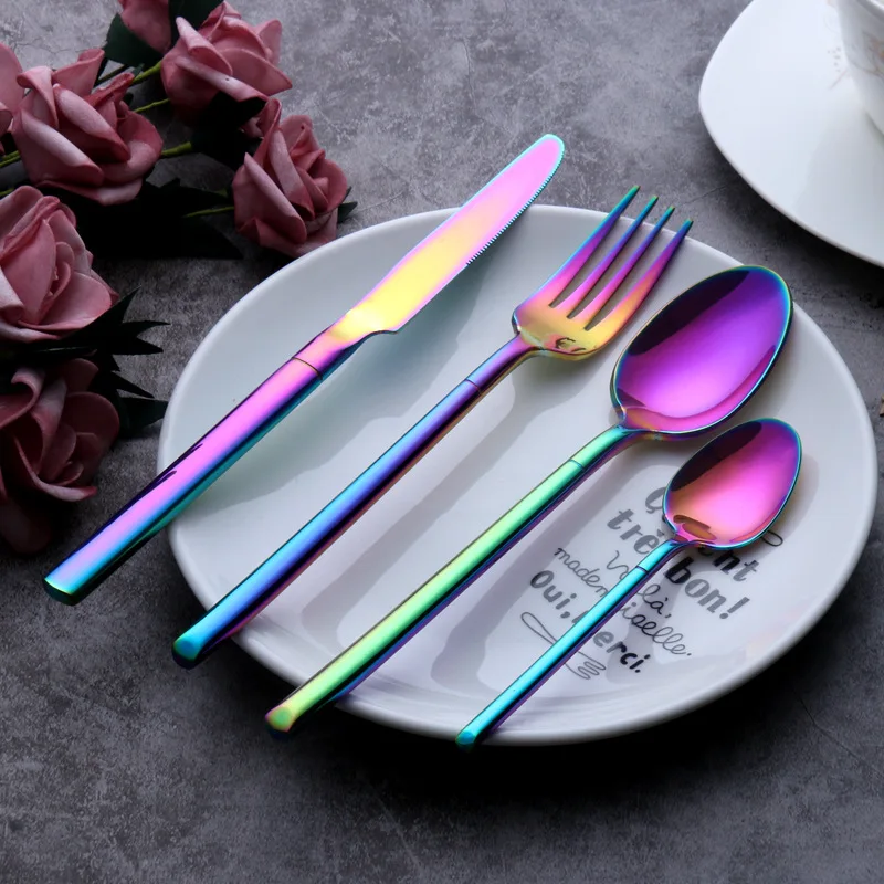 Роскошный набор посуды из нержавеющей стали 304 цвета: розовое золото серебро