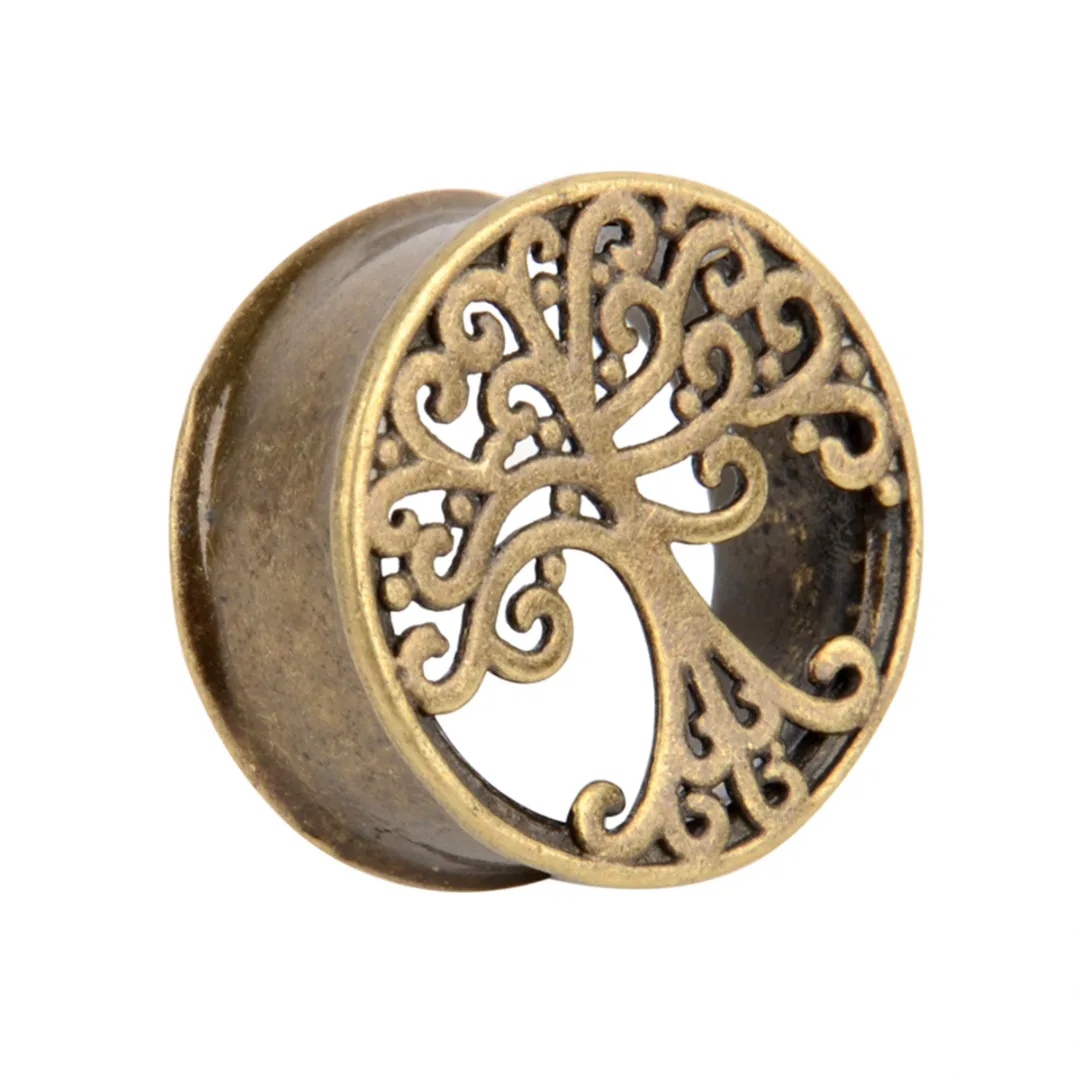 1 пара античные латунные затычки для ушей шарлхард пустотелое Древо жизни