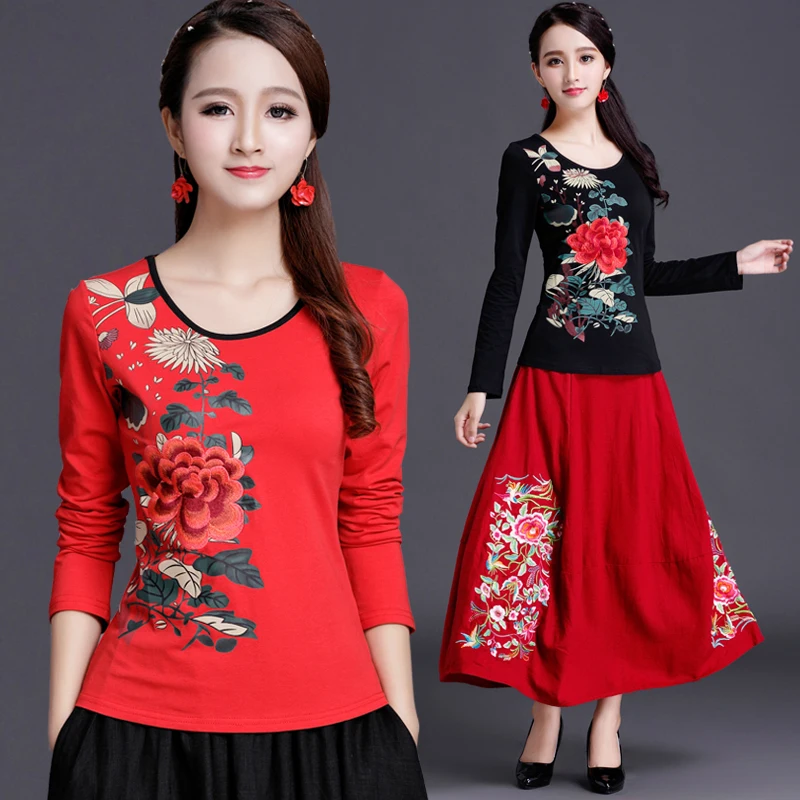 Базовая футболка с длинным рукавом размера плюс для женщин 4XL 5XL 6XL вышивка 100%