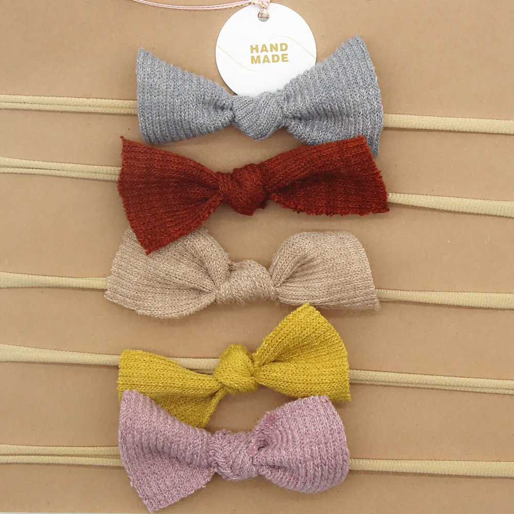 3 шт./компл. модные однотонные тканевые банты для волос Мягкие вязаные эластичные