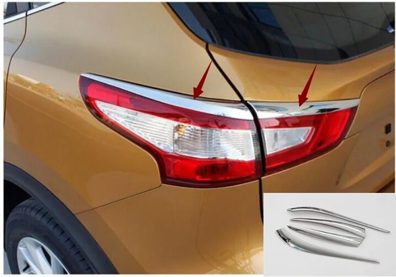 

For NISSAN QASHQAI J11 2014 -2017 Chrome Rear Tail Light Lamp Eyebrow Trim Cover Garnish Moulding Eyelid Accessories trim 4pcs