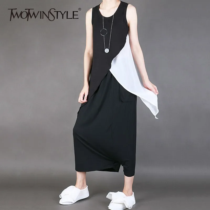 Платье без рукавов TWOTWINSTYLE весеннее повседневное длинное большого размера |
