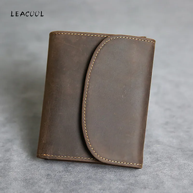 Винтажный Мужской кошелек из натуральной кожи мини женский маленький держатель