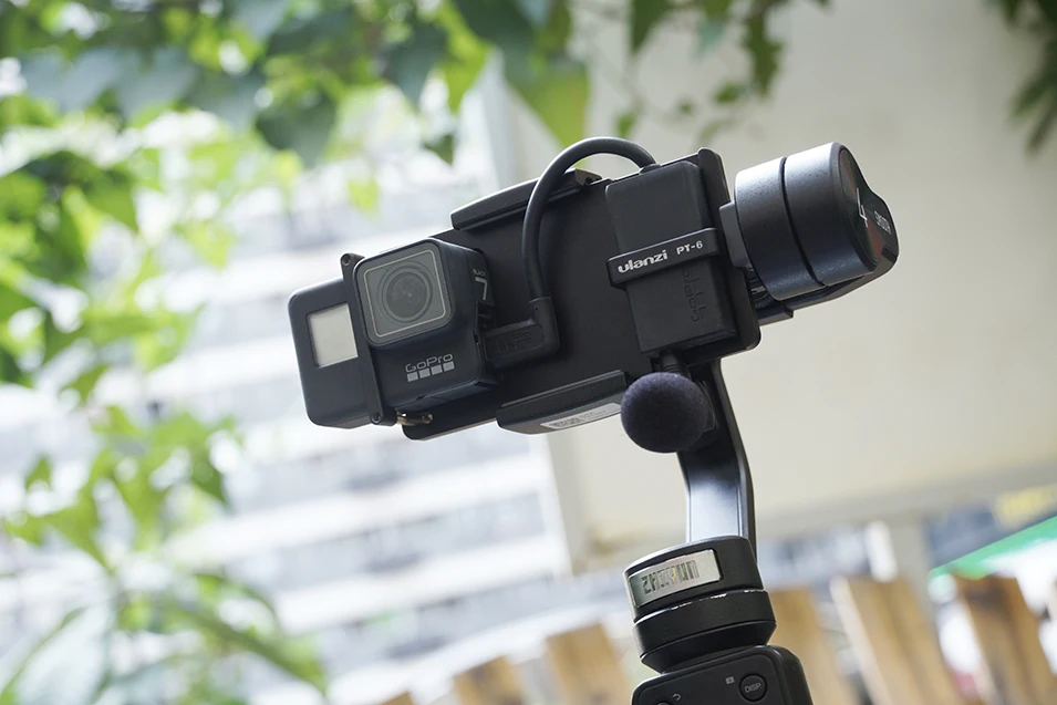 Ulanzi PT-6 Gopro Vlog пластина с микрофонный адаптер для 3-осевой и портативный монопод с шарнирным замком Moza Mini с гладкой 4 Vimble 2 Vlogging металлический корпус для Gopro iPhone 7 6 plus