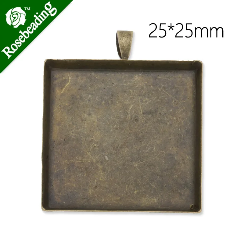 

25x25mm Antique Bronze plated square Cabochon Base Setting Pendants,cabochon bezel settings,pendant blank,sold 20pcs/lot-C3740