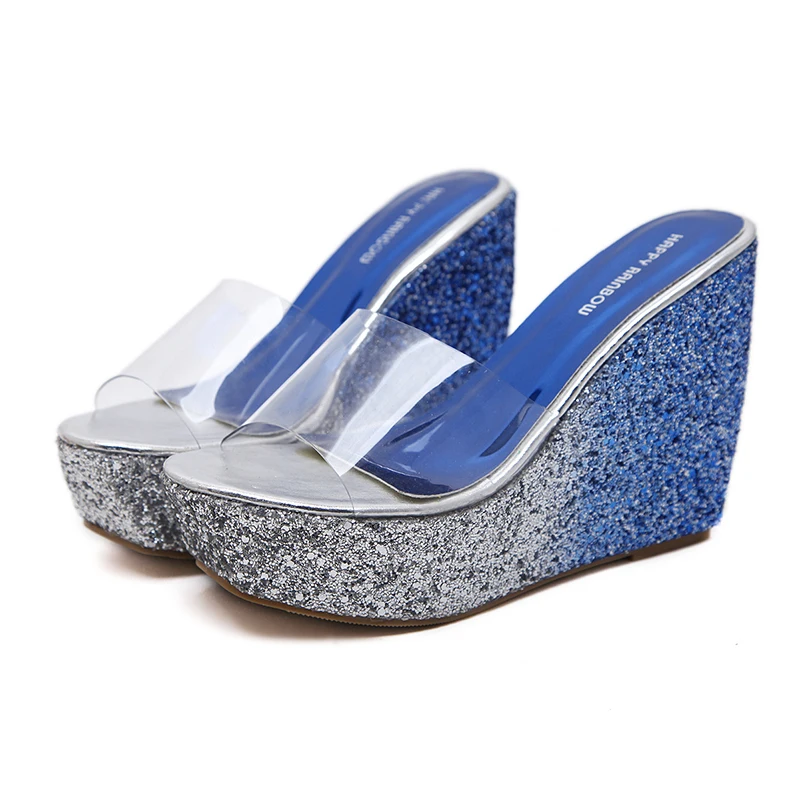 Женские прозрачные шлепанцы на высоком каблуке женские босоножки платформе
