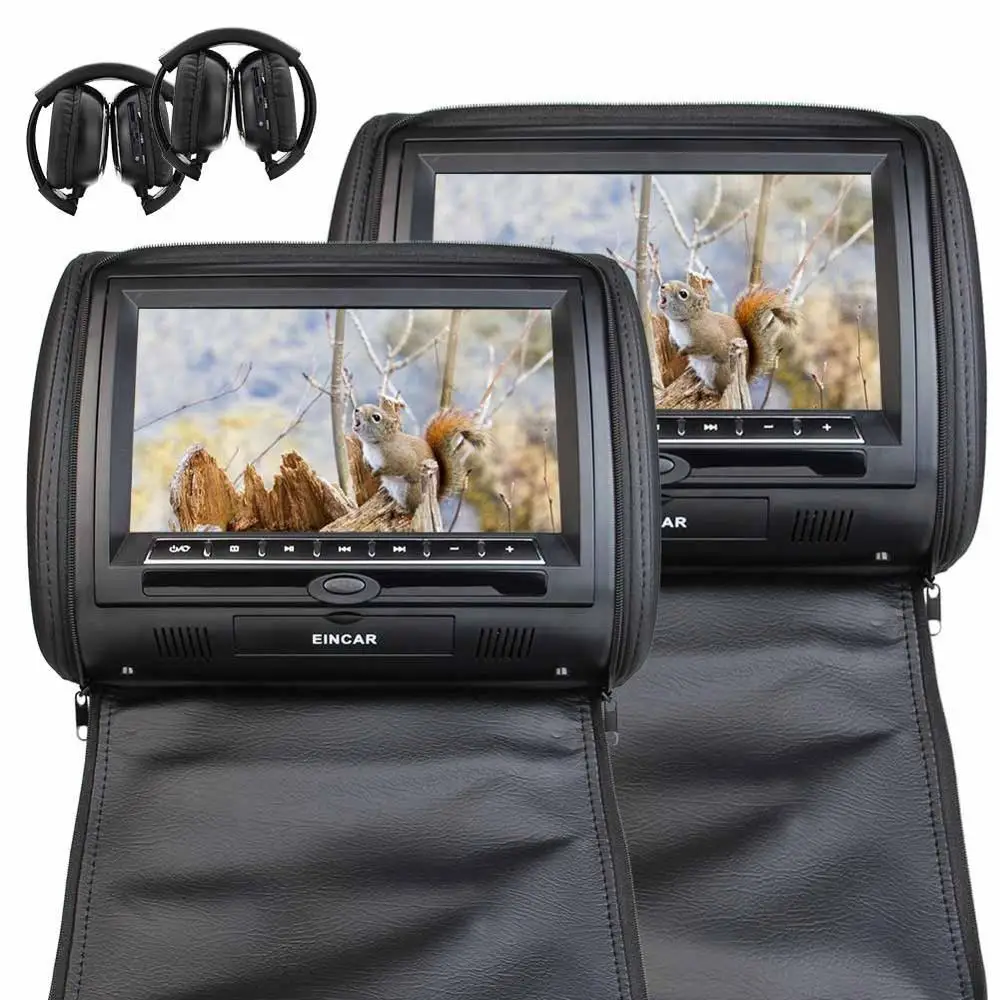 Пара кожаных подголовников 9 дюймов черная автомобильная DVD Подушка подголовник