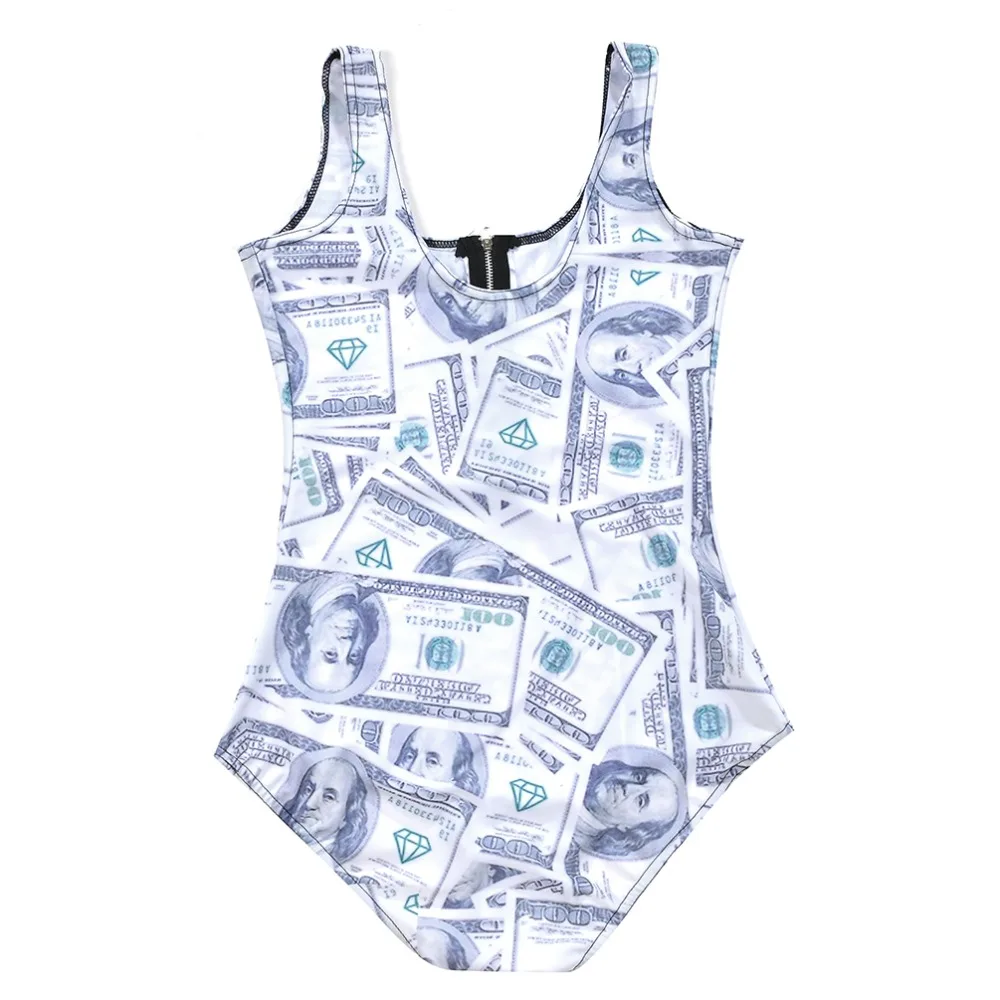 Купальный костюм для женщин с принтом наличных в долларах США от S до 3XL