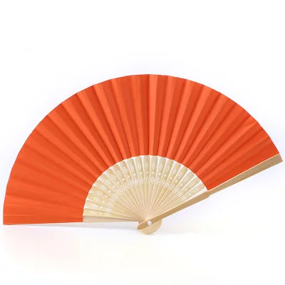 orange red 100 шт./партия цвета на высоком каблуке; 17 цветов оригинальные обои бамбук складывающиеся ручные вентиляторы Юбилей сувенир на день рождения для свадебной вечеринки вечерние свадебные сувениры - Цвет: orange red