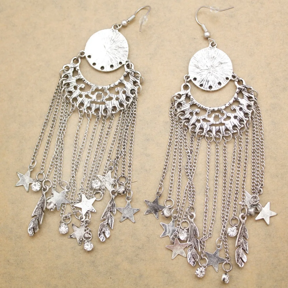 Ювелирные изделия дропшиппинг ретро серебро Ловец снов перо Звезда кисточки