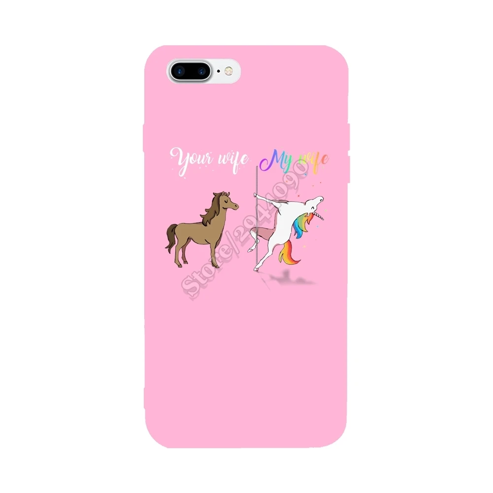 Новый ваша жена моя Единорог для iPhone 6 S 7 8 Plus Мягкие TPU ультра-тонкий защитить