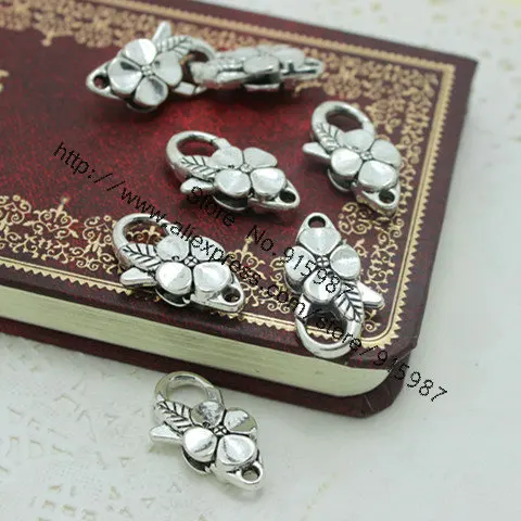 

Sweet Bell 20pcs/lot Flower Metal Jewelry Lobster Clasp Findings 15*25mm Antique Jewelry Clasps D0435