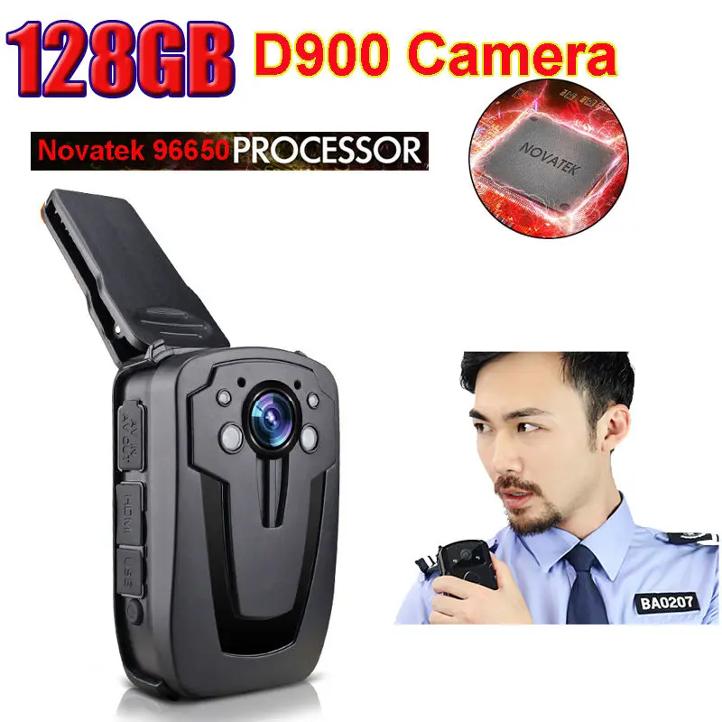 Бесплатная доставка! 128 ГБ D900 NTK96650 Full HD 1080 P теле носила полиции видео Камера
