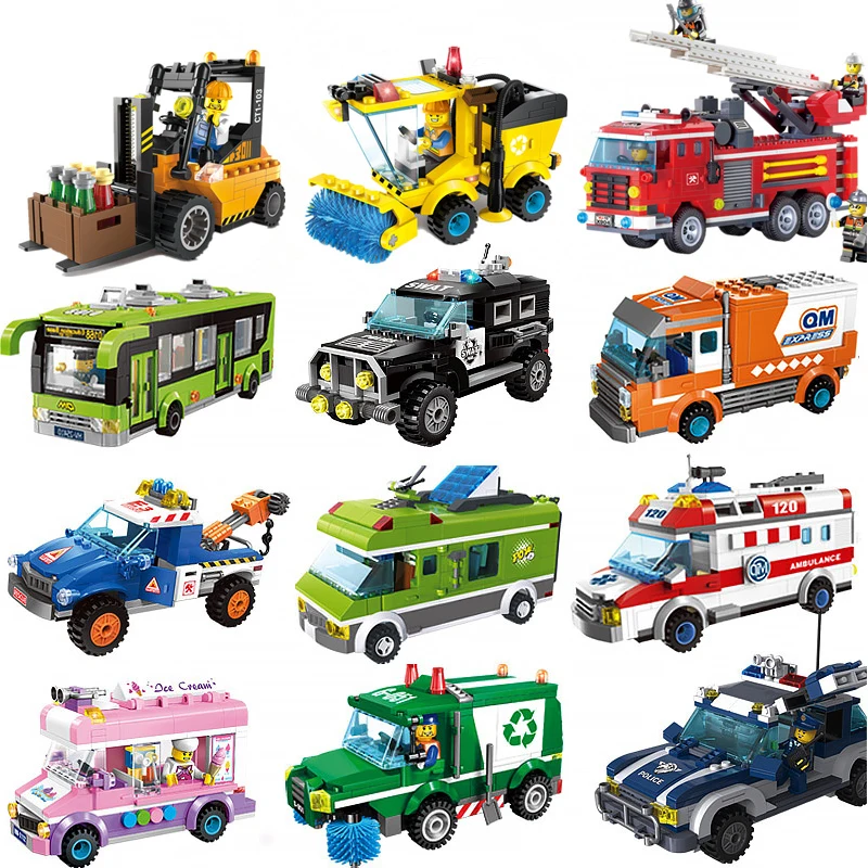 Совместимые Legoings строительные блоки городской дом автомобиль полицейский