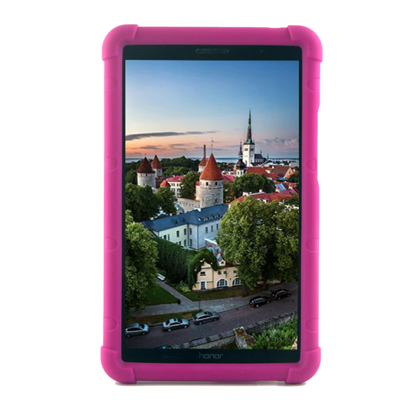 Pink MingShore прочный силиконовый чехол для huawei MediaPad T3 8,0 дюймов KOB-L09 KOB-W09 детский противоударный бампер чехол для планшета - Цвет: Pink