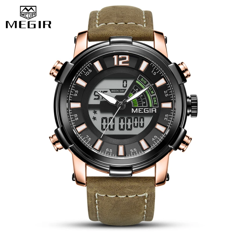 MEGIR люксовый бренд мужские светодиодный аналоговые кварцевые часы военные
