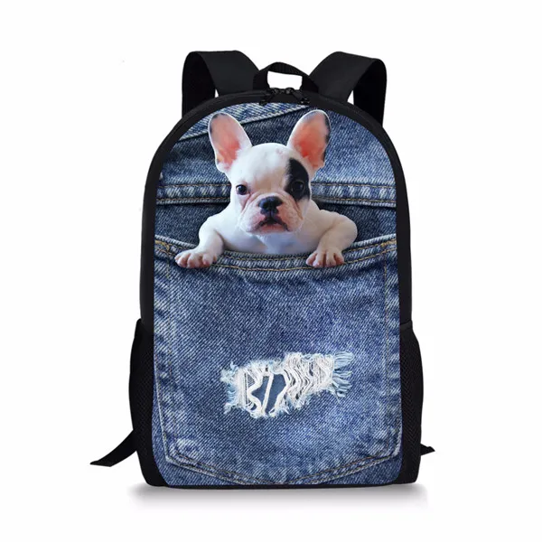 CC1765C Coloranimal милая собака 3D животное кошка школьные рюкзаки для девочек мальчиков синий деним печать рюкзак Детский рюкзак для книг - Цвет: CC1765C