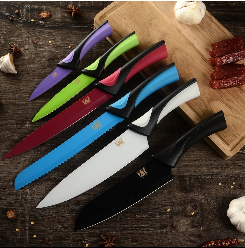 XYj кухонные ножи из нержавеющей стали набор шеф повара нарезки хлеба Santoku утилита