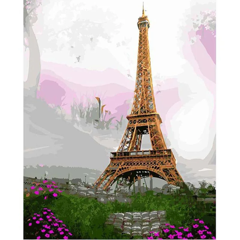 EiffelTower DIY Краска для раскрашивания по номерам инструменты рисования рисунков