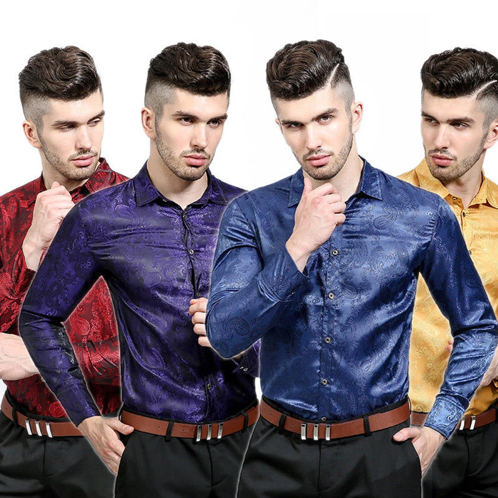 Мужские рубашки Slim Fit рубашки с принтом модные формальные Роскошные Формальные повседневные дизайнерские хлопковые рубашки с длинным рукавом