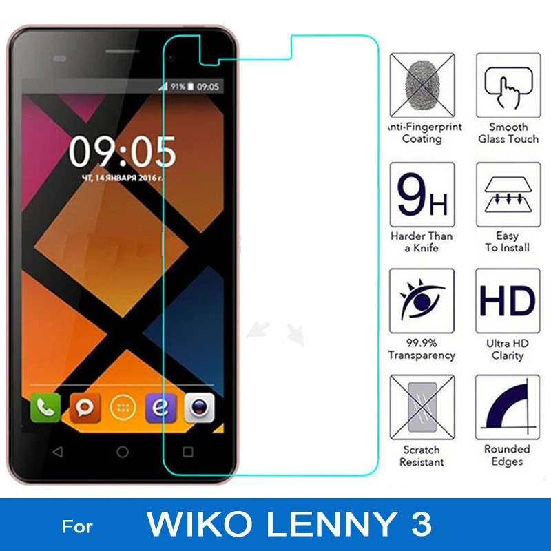 

Закаленное стекло 9H 2.5D премиум-класса для Wiko LENNY3, защитная пленка для экрана Wiko LENNY3 lenny 3 5,0 ", защита