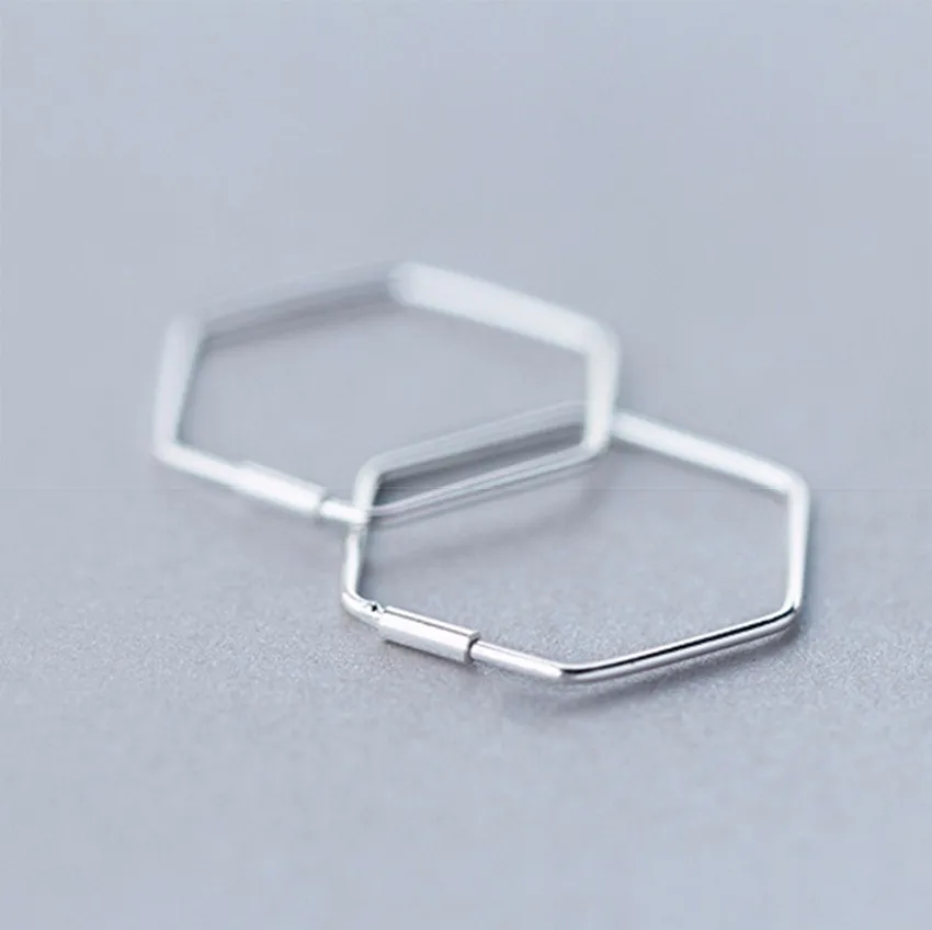 Cxwind Smooth Big Hexagonal Geometry Hoop Earrings For Women Hexagon Earring Brincos Ear Jewelry Girls Gift | Украшения и