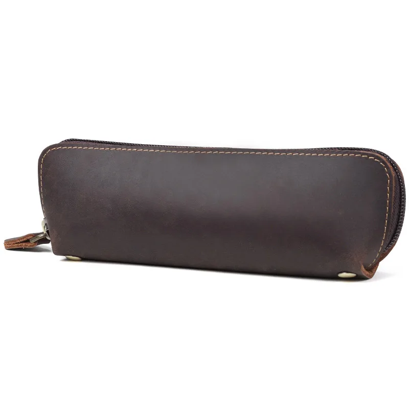 Роскошный пенал из натуральной кожи для школы винтажный Crazy Horse девочек и