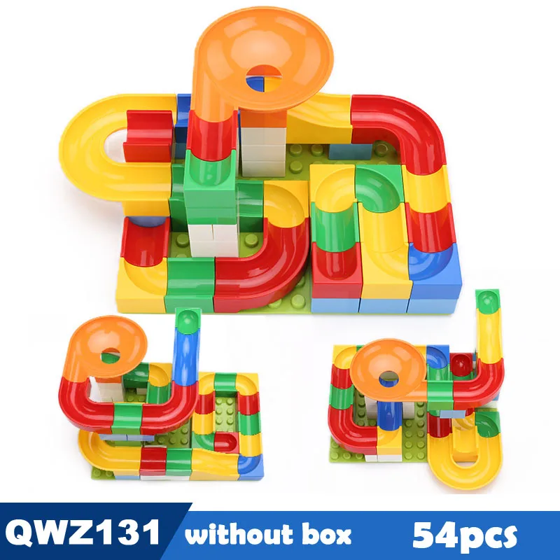 54pcs QWZ 54-248 шт мраморный гоночный лабиринт, Шариковая дорожка строительные блоки пластиковые воронки слайд блоки большого размера блоки детские игрушки подарок - Цвет: 54pcs