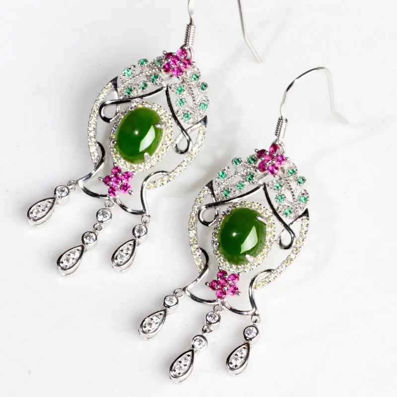 Серьги-подвески из натурального нефрита и в виде яйца | Украшения аксессуары