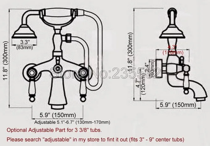 Античный латунный настенный смеситель для ванны с двойными ручками телефонный