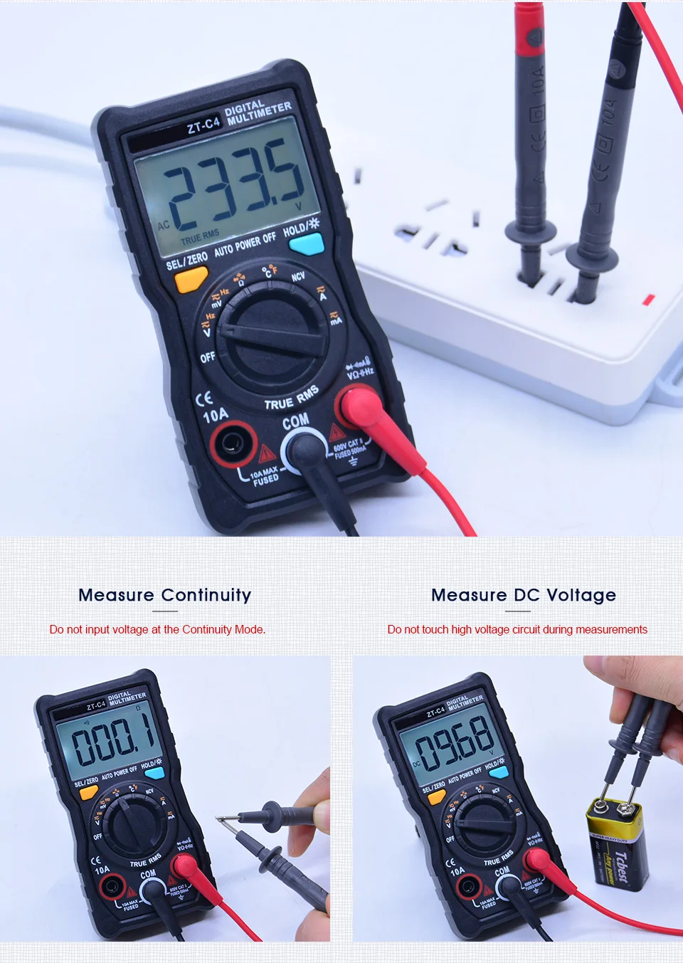 Outest Авто Диапазон Цифровой мультиметр NCV multimetrotest 4000 отсчетов AC/DC Амперметр Вольтметр Ом с подсветкой фонарика